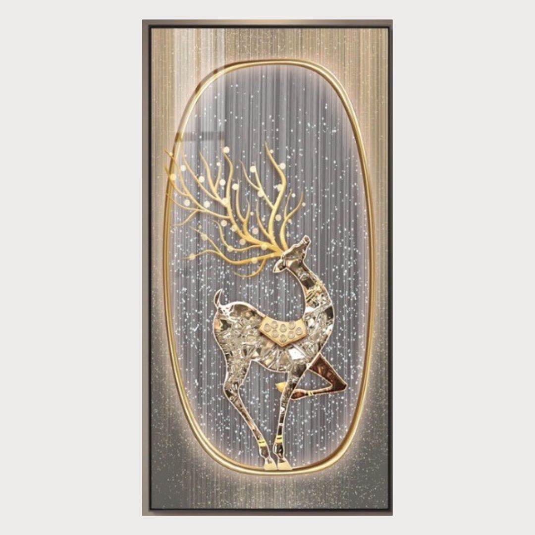 Golden Majesty Deer LED Wall Art