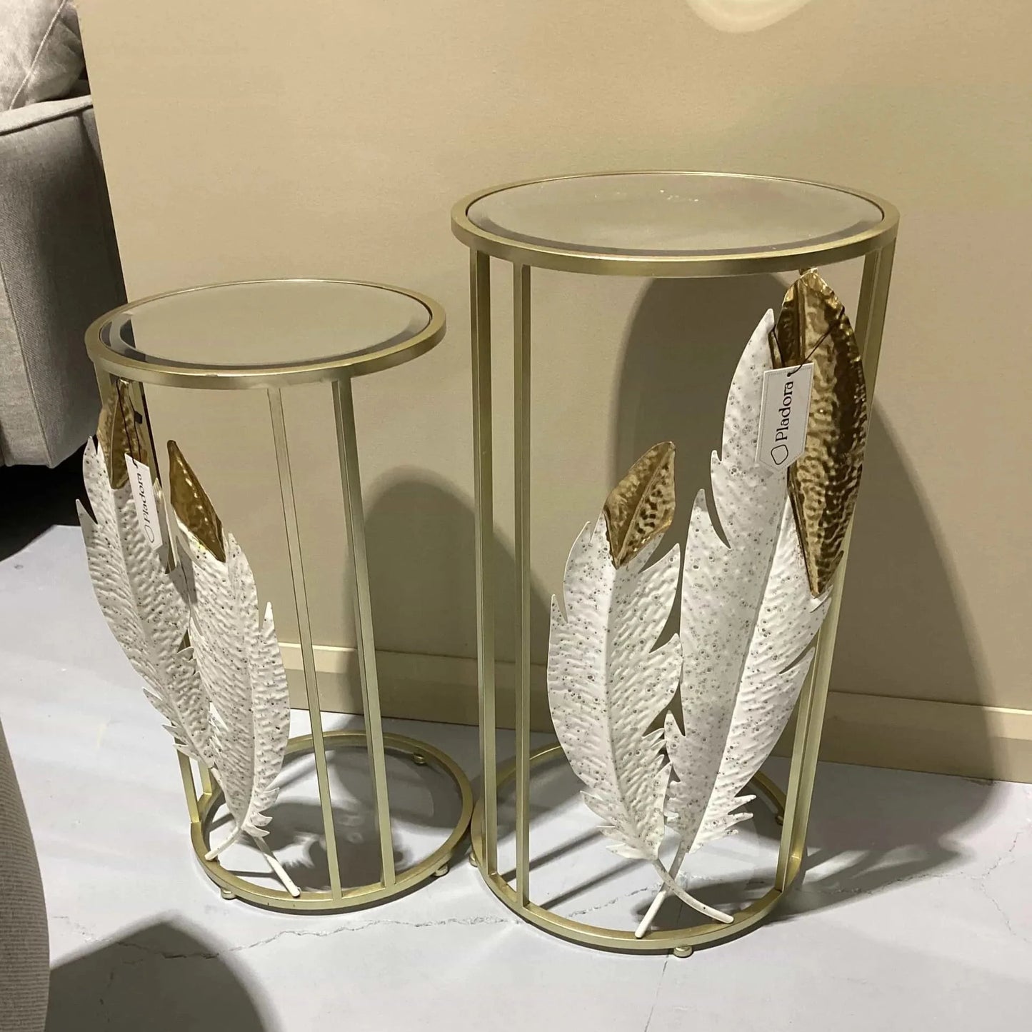 Metal Feather Side Table (2 Pcs)
