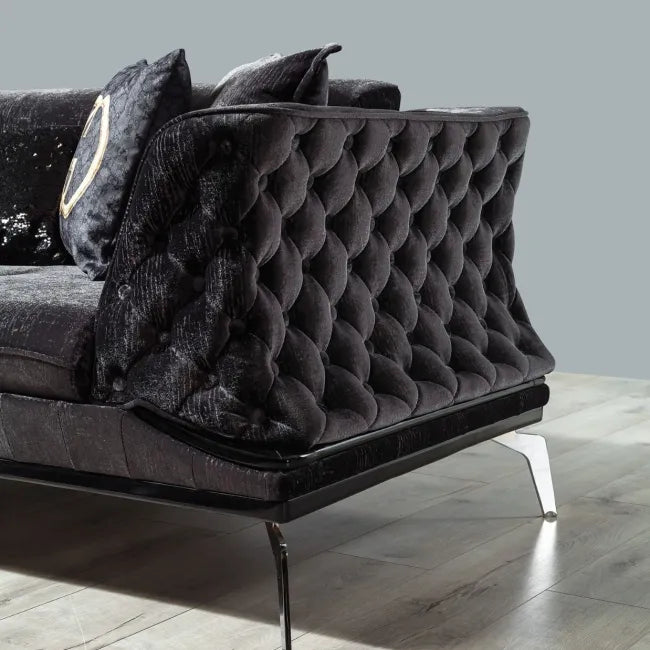 Pladora Charcoal - 3 Seater Sofa
