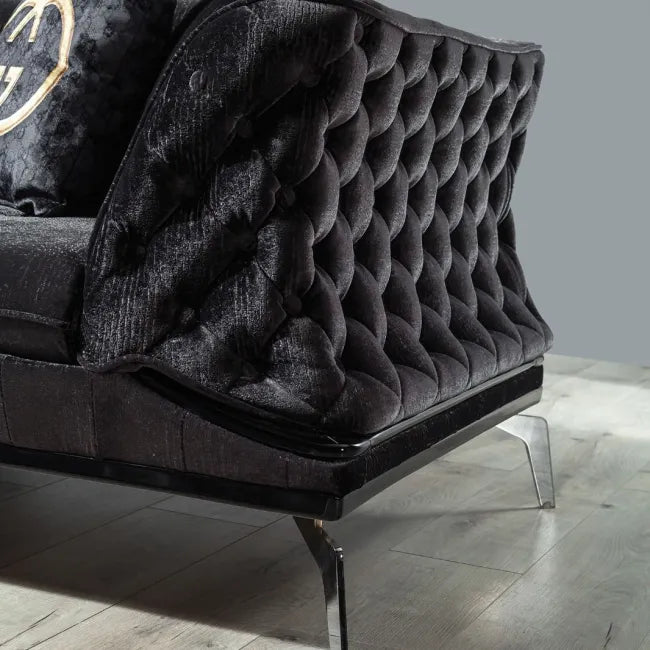 Pladora Charcoal - 3 Seater Sofa