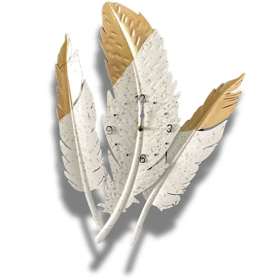 Golden Feather Wall Clock