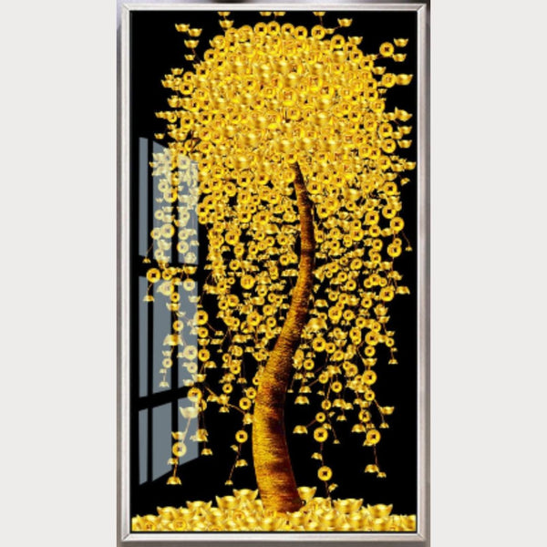Golden Glow LED Tree Wall Art