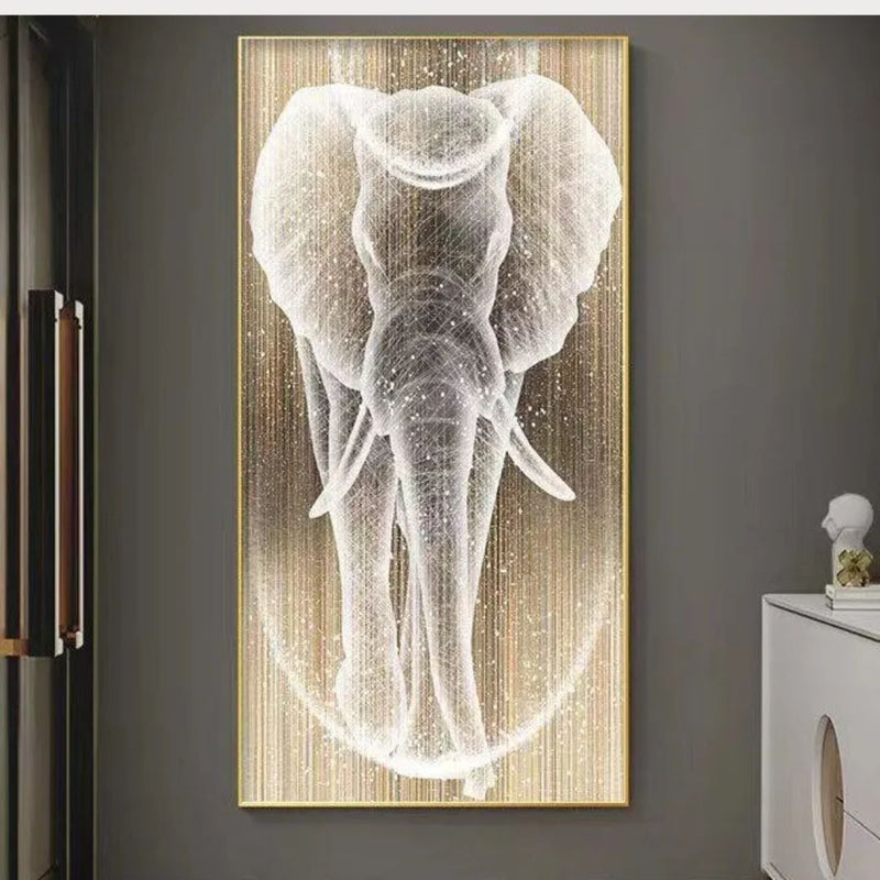 Golden Glow Elephant LED Wall Art