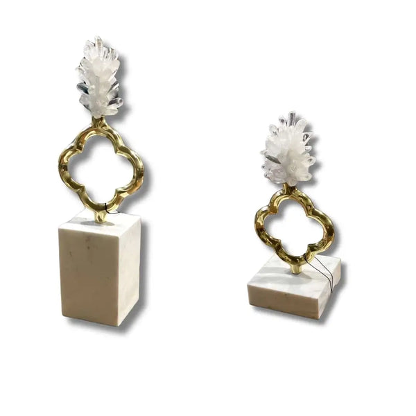 Crystal Ornament with Golden Clover Accent