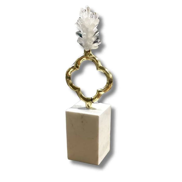 Crystal Ornament with Golden Clover Accent