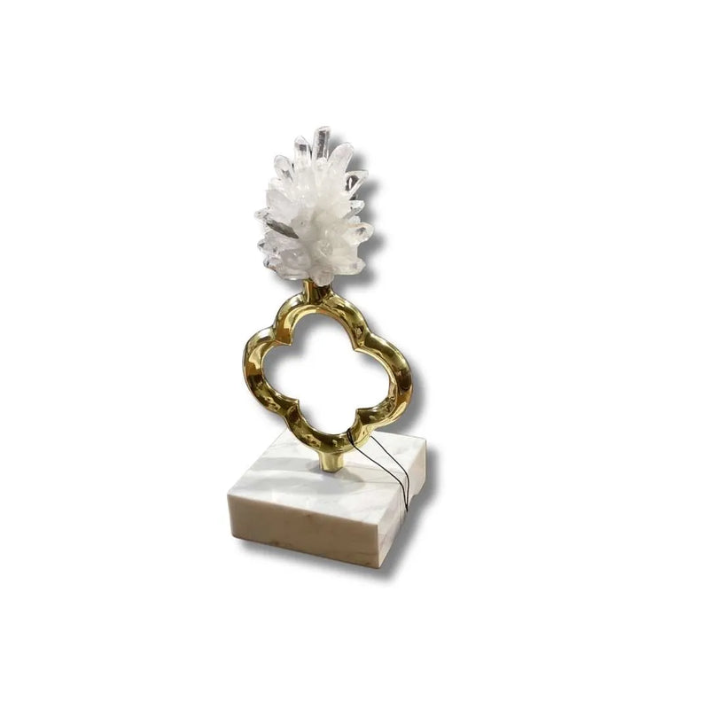 Crystal Ornament with Golden Clover Accent