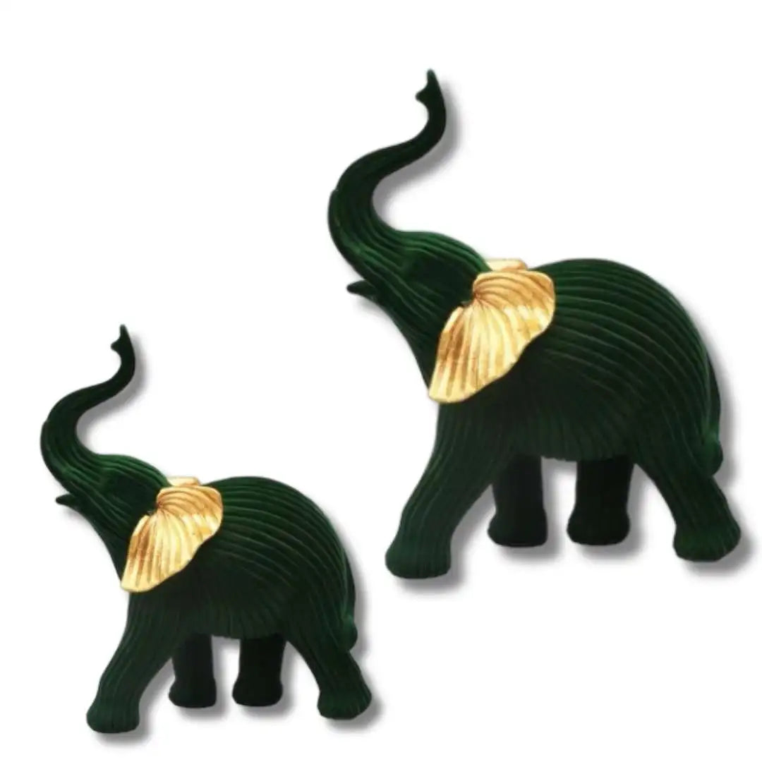 Elegant Green Elephant Sculptures