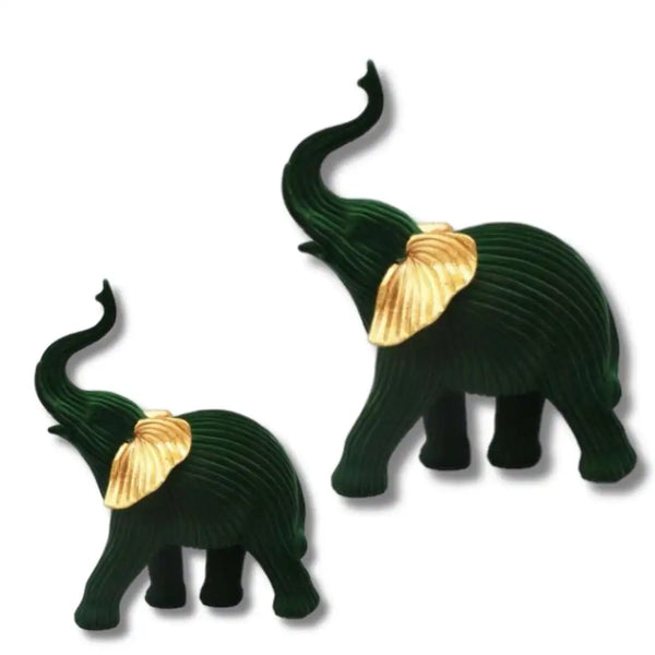 Elegant Green Elephant Sculptures