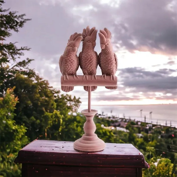 Triple Parrot Figurine