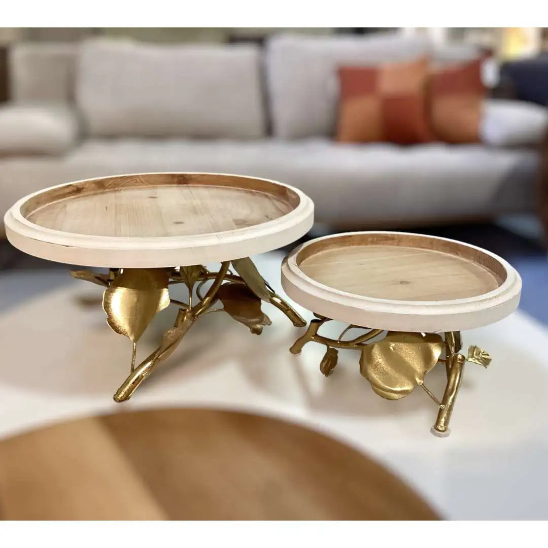 Golden Bloom Pedestal Tray