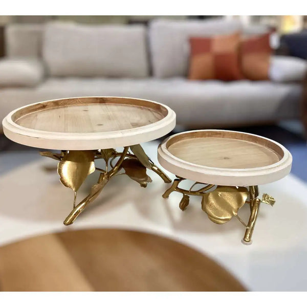 Golden Bloom Pedestal Tray