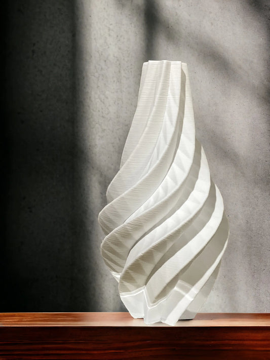 Modern White Swirl Vase