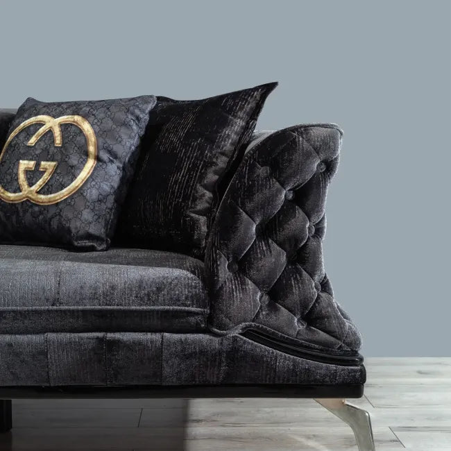 Pladora Charcoal - 3 Seater Sofa