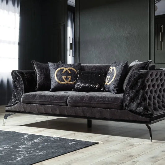 Pladora Charcoal - 3 Seater Sofa
