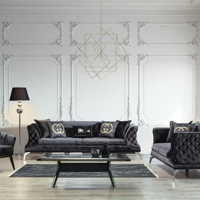Pladora Charcoal - 3 Seater Sofa