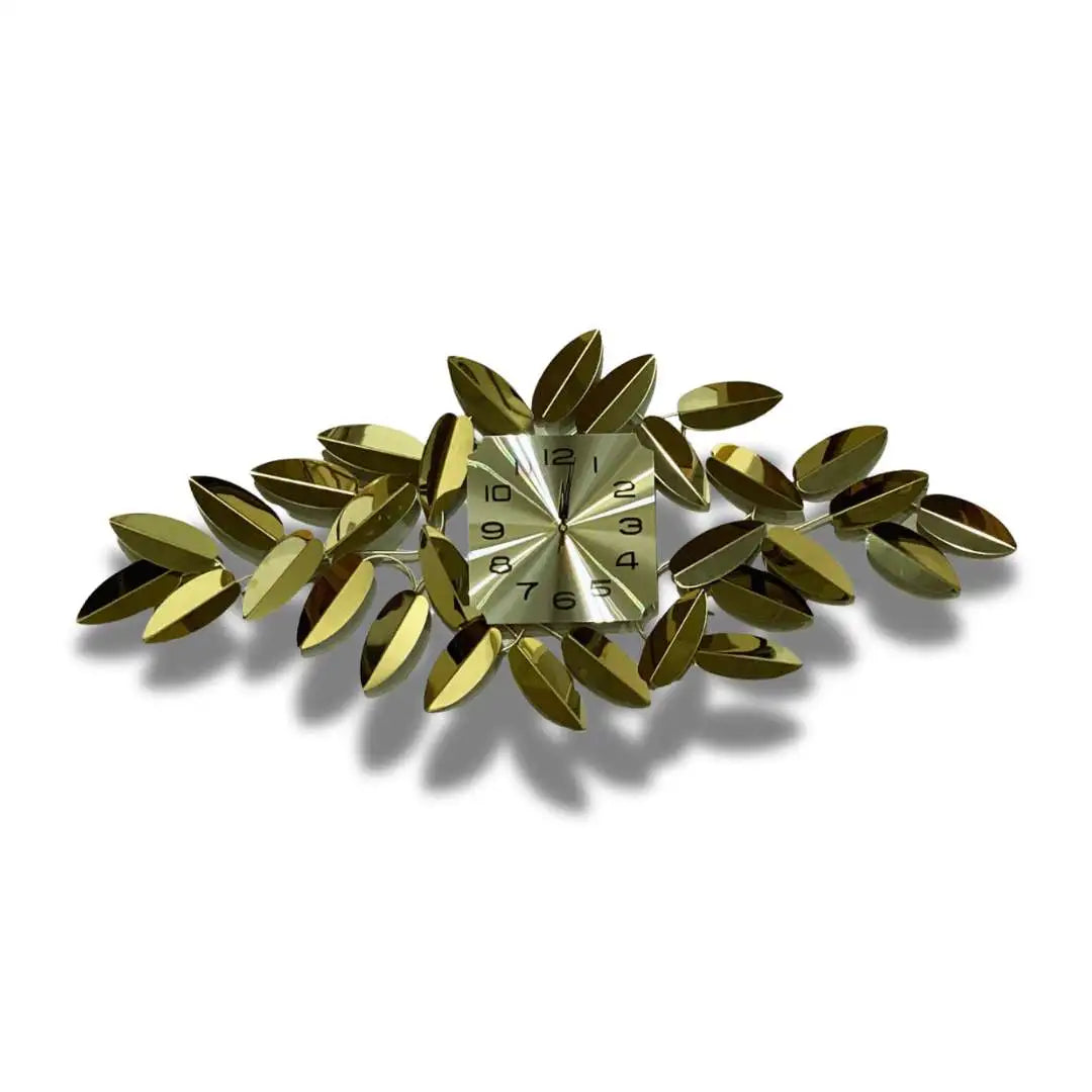 Golden Leaf Wall Clock